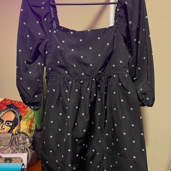 Free Assembly Black Dress with White Floral Accents - Picture 3 of 5